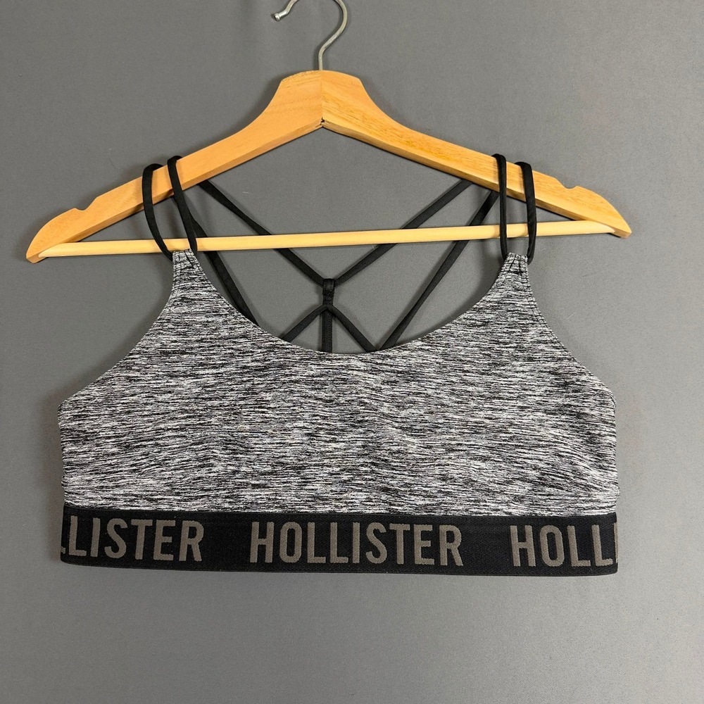 Hollister Cropped Tank Top Sports Bra Heather Gray Women's Small S